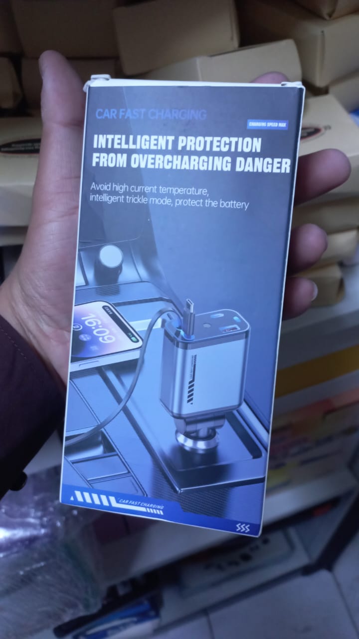 Retractable Car Charger Dual-Wire Fast Charger,  Reliable Power on the go