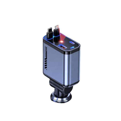 Retractable Car Charger Dual-Wire Fast Charger,  Reliable Power on the go